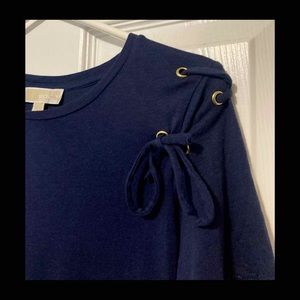 MICHAEL Michael Kors Navy Blue Tie Up Lace Short Sleeve Blouse “S”